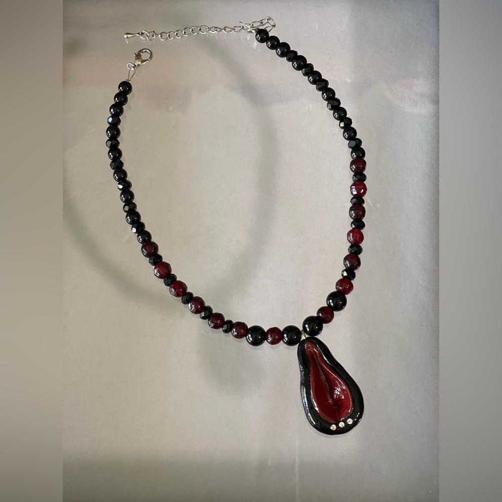 Midnight Mystic Yoni Goddess Necklace wearable art